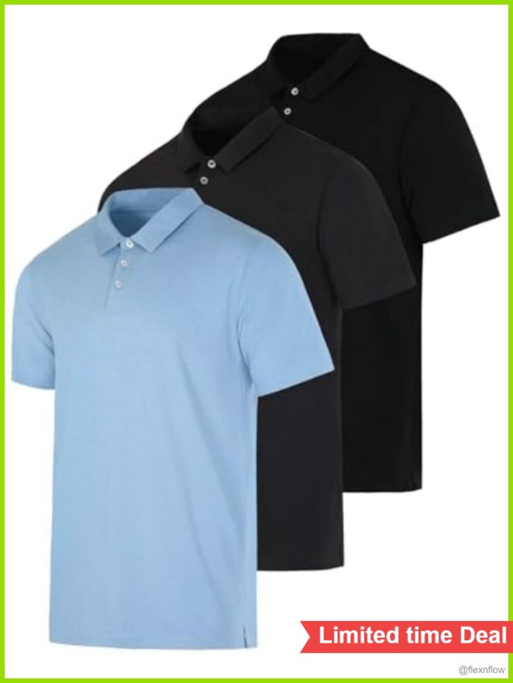3 Pack Men's Cotton Jersey Polo Shirts Short Sleeve Collared Golf Athletic